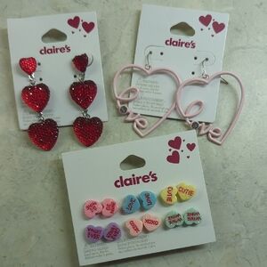 Claire's Heart Earrings For Pierced Ears